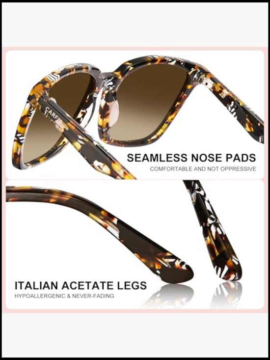 Oversized Square Polarized Acetate Sunglasses for Women Retro Fashion